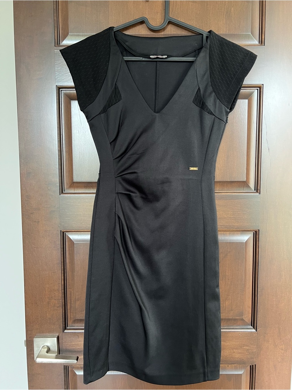 Miss Sixty Black V-Neck Cap Sleeve Sheath Dress